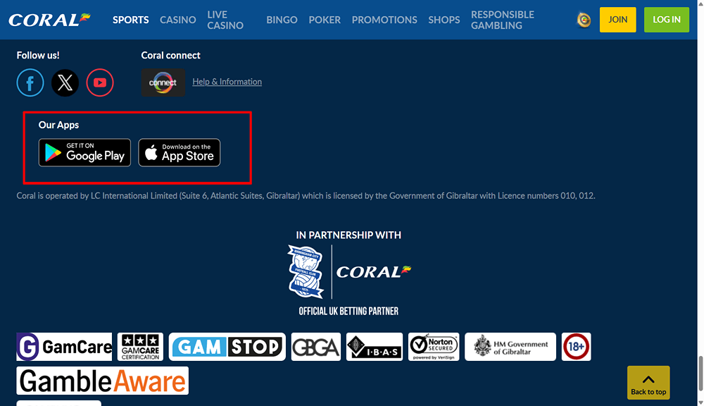 اپلیکیشن Coral bet